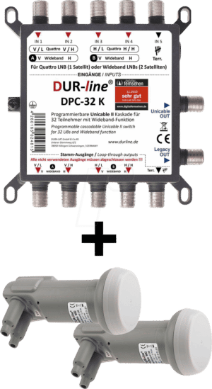 DURLINE DPC-32KS - Multischalter Unicable II & 2x Wideband-LNB