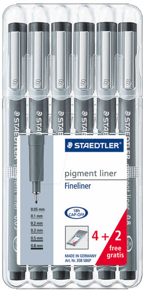 STAEDTLER 308SB6 - Pigment liner