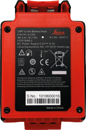 LEICA 835711 - Leica Lino L4P1 Li-Ionen Akku 3.6V/5.2Ah