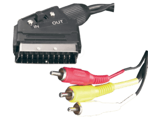 AVK 407-300 - Scart Kabel Scart Stecker mit Schalter auf 3x Cinch Stecker