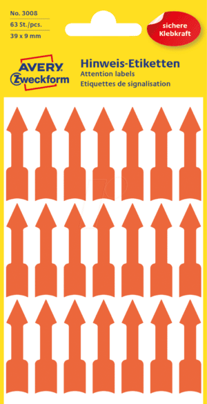 AVZ 3008 - Etiketten in Pfeilform 39x9mm orange