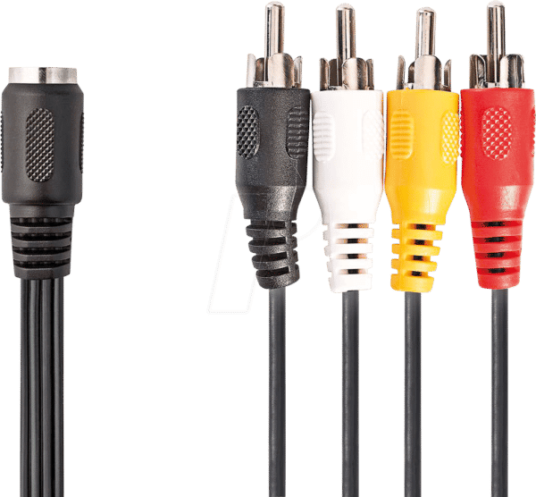 N CAGP20475BK02 - DIN 5-Pin Kupplung -> 4x Cinch Stecker