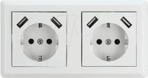 DELOCK 11475 - 2-fach Einbausteckdose mit 4x USB Ladeport 2x 2