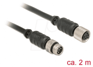 DELOCK 12640 - M8 Sensor- / Aktorkabel 6 Pin Stecker zu 6 Pin Buchse wasserdich