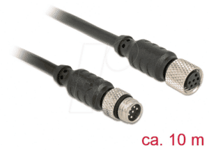 DELOCK 12643 - M8 Sensor- / Aktorkabel 6 Pin Stecker zu 6 Pin Buchse wasserdich