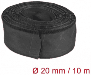 DELOCK 19193 - Gewebeschlauch mit Klettverschluss 10 m x 20 mm schwarz