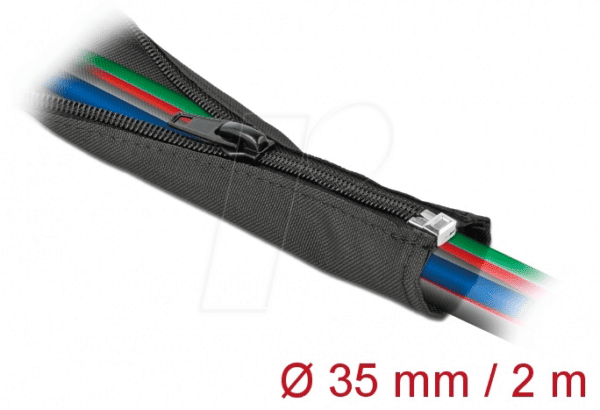DELOCK 19220 - Gewebeschlauch mit Reißverschluss 2 m x 35 mm schwarz