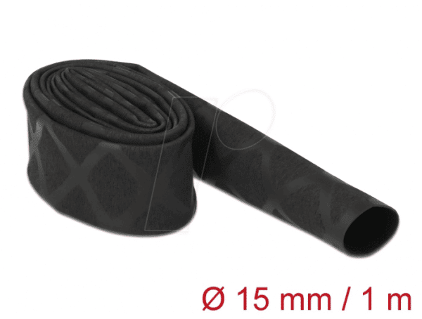 DELOCK 19586 - Schrumpfschlauch X-Muster rutschfest 1 m x 15 mm schwarz