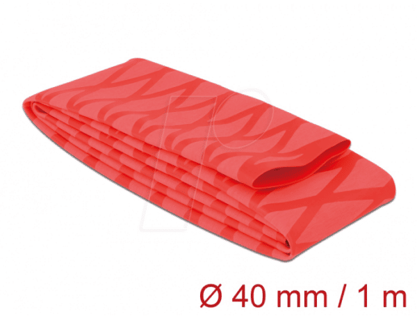 DELOCK 19604 - Schrumpfschlauch X-Muster rutschfest 1 m x 40 mm rot