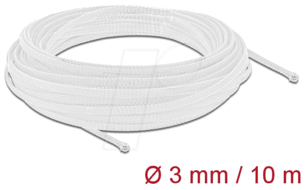 DELOCK 20692 - Geflechtschlauch dehnbar 10 m x 3 mm weiß