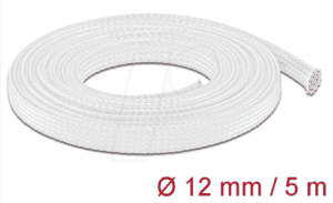 DELOCK 20694 - Geflechtschlauch dehnbar 5 m x 12 mm weiß