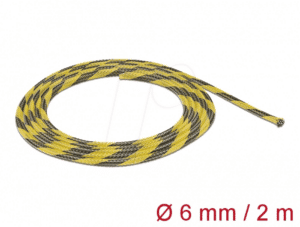 DELOCK 20737 - Geflechtschlauch dehnbar 2 m x 6 mm schwarz-gelb