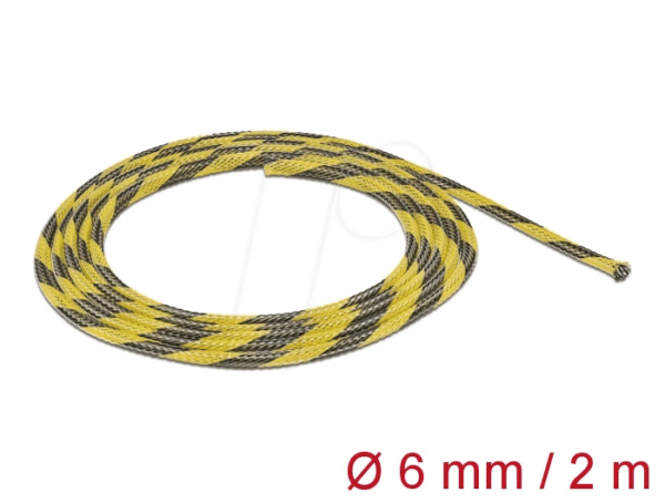 DELOCK 20737 - Geflechtschlauch dehnbar 2 m x 6 mm schwarz-gelb