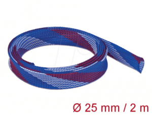 DELOCK 20751 - Geflechtschlauch dehnbar 2 m x 25 mm blau-rot-weiß