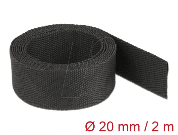 DELOCK 20794 - Gewebeschrumpfschlauch 2 m x 20 mm Schrumpfungsrate 2:1 schwarz