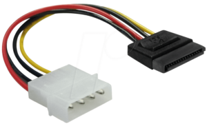 DELOCK 60112 - Molex 4 Pin Stecker > SATA 15 Pin Buchse 6 cm