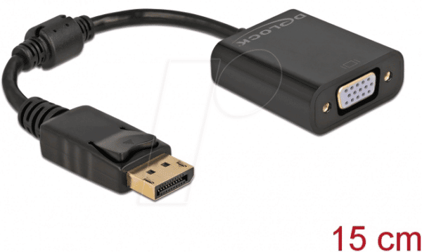 DELOCK 61006 - Adapter DisplayPort 1.2 Stecker zu VGA Buchse Passiv schwarz