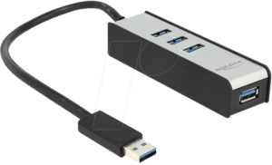 DELOCK 62534 - HUB USB 3.0 4 Port extern Aluline ohne Netzeil