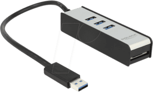 DELOCK 62535 - USB 3.0 Externer Hub 3 Port + 1 Slot SD Card