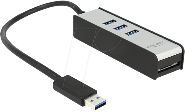 DELOCK 62535 - USB 3.0 Externer Hub 3 Port + 1 Slot SD Card