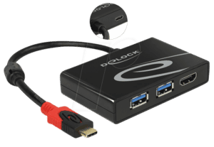 DELOCK 62854 - USB C Stecker auf 2x USB 3.0 A / HDMI Buchse