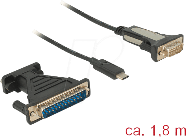 DELOCK 62904 - USB C Stecker > Seriell 1x 9 Pin + 25 Pin Adapter FTDI