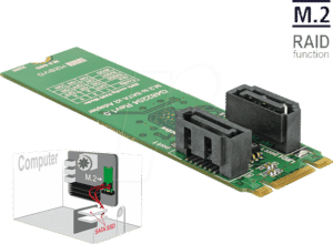 DELOCK 62961 - Konverter M.2 Key B+M > 2 x SATA