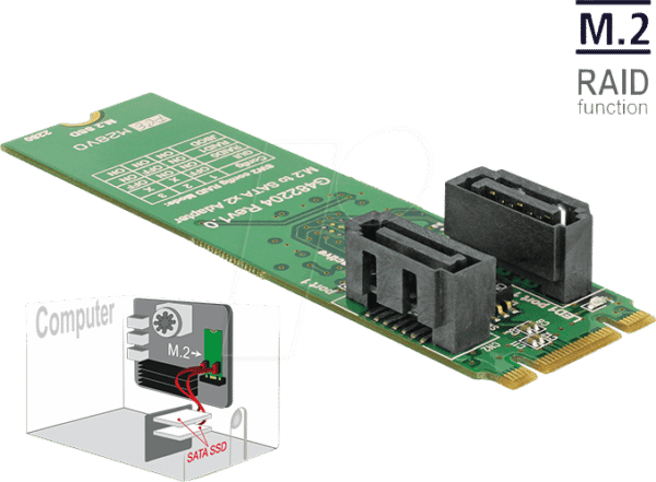DELOCK 62961 - Konverter M.2 Key B+M > 2 x SATA