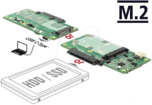 DELOCK 62993 - Konverter USB 3.1 USB Typ-C > SATA / M.2 / mSATA