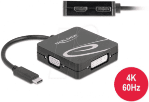 DELOCK 63129 - Adapter USB-C zu HDMI + VGA + DVI + DP. 4K 60Hz