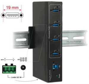 DELOCK 63309 - Externer USB 3.0 Industrie Hub 4x USB Typ-A