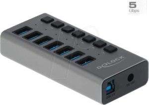 DELOCK 63669 - Externer SuperSpeed USB Hub mit 7 Ports + Schalter