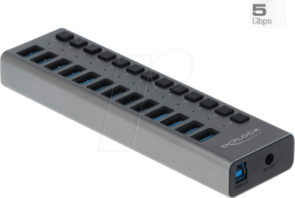 DELOCK 63738 - Externer SuperSpeed USB Hub mit 13 Ports + Schalter