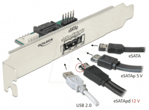 DELOCK 63921 - Delock Slotblech 1x eSATApd 5 V / 12 V