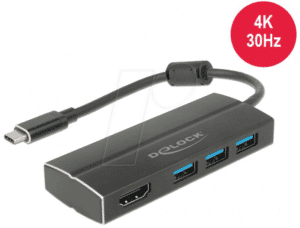 DELOCK 63931 - Adapter USB 3.0 Type-C > 3x USB-A + HDMI-A