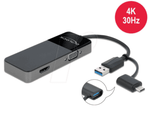 DELOCK 64085 - Adapter USB 3.0 zu 4K HDMI + VGA
