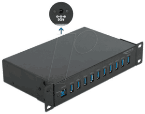 DELOCK 64112 - USB 3.0 10 Port 10 Zoll Industrie-Hub