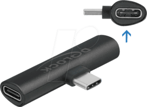 DELOCK 64114 - Adapter USB Type-C zu 2 x USB Type-C PD schwarz