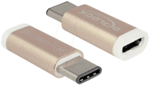 DELOCK 65677 - USB 2.0 Micro B Buchse auf USB Type-C Stecker gold