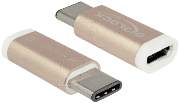 DELOCK 65677 - USB 2.0 Micro B Buchse auf USB Type-C Stecker gold