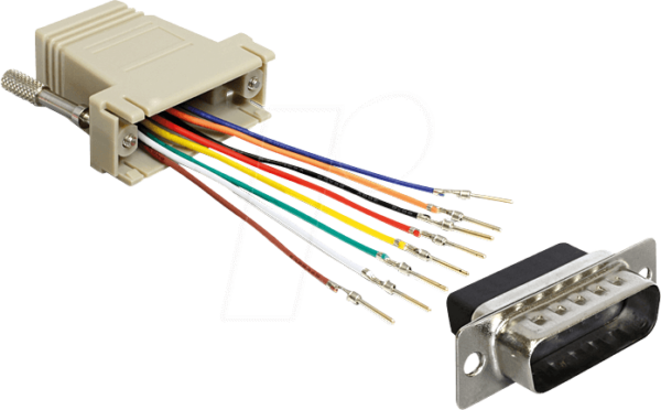 DELOCK 65432 - Adapter Sub-D 15Pin St. > RJ45 Bu. Montagesatz