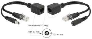 DELOCK 66023 - Netzwerk Adapter Set passiv PoE RJ45 DC 5