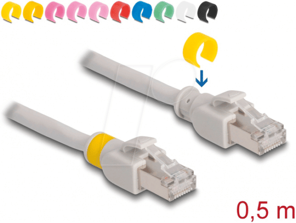 DELOCK 80117 - Patchkabel Cat.6A S/FTP mit farbigen Clips 0