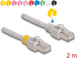 DELOCK 80119 - Patchkabel Cat.6A S/FTP mit farbigen Clips 2 m