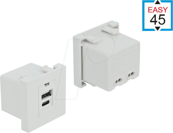 DELOCK 81313 - Easy 45 Modul USB Ladeport 1 x USB Typ-A + 1 x USB Type-C™