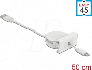 DELOCK 81331 - Easy 45 Modul USB 2.0 Ausrollkabel USB Typ-A zu 8 Pin Lightning