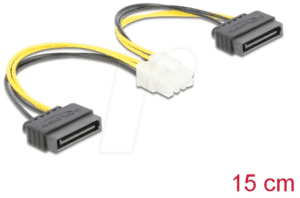 DELOCK 83020 - Kabel Power 2x 15 Pin SATA St. > 8 Pin EPS St. 15 cm