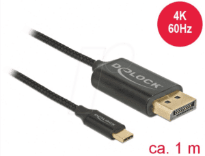 DELOCK 83709 - Kabel USB Type-C > Displayport DP-Alt Mode 4K 60 Hz 1 m koaxial