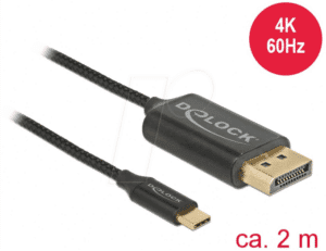 DELOCK 83710 - Kabel USB Type-C > Displayport DP-Alt Mode 4K 60 Hz 2 m koaxial