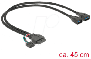 DELOCK 83829 - USB 3.0 Pinheader Buchse auf 2x USB 3.0 A Buchse + USB 2.0 Pinh.